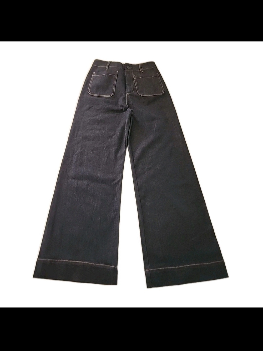 Vigoss Dark Indigo Wide-Leg Jeans with Front Patch Pockets - Picture 6 of 9